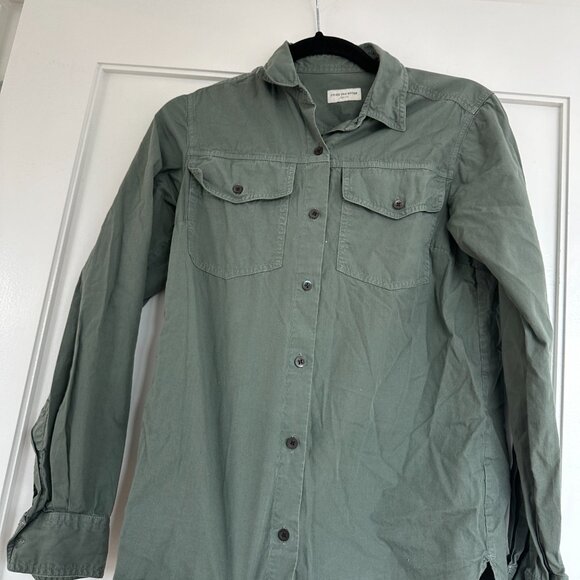 Dries Van Noten Button Down Shirt In Army Green Sz 34 Front Flap Pockets - Picture 5 of 7
